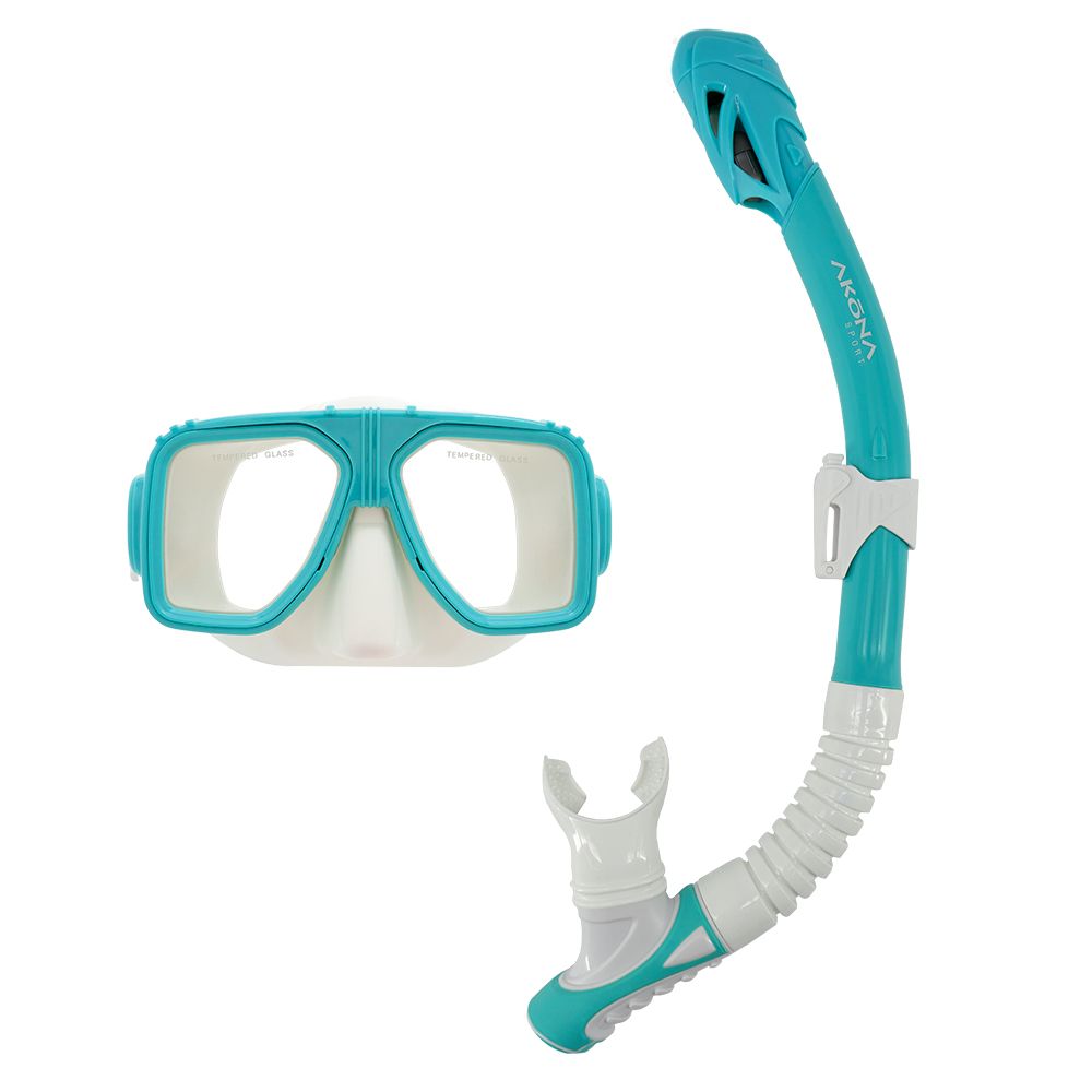 Akona Sport Mask & Snorkel Set Teal/White